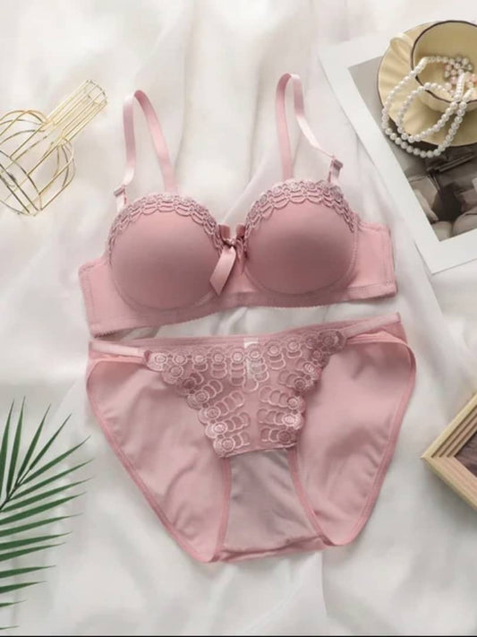 ENSEMBLE SOUTIEN-GORGE ET SLIP ROSE