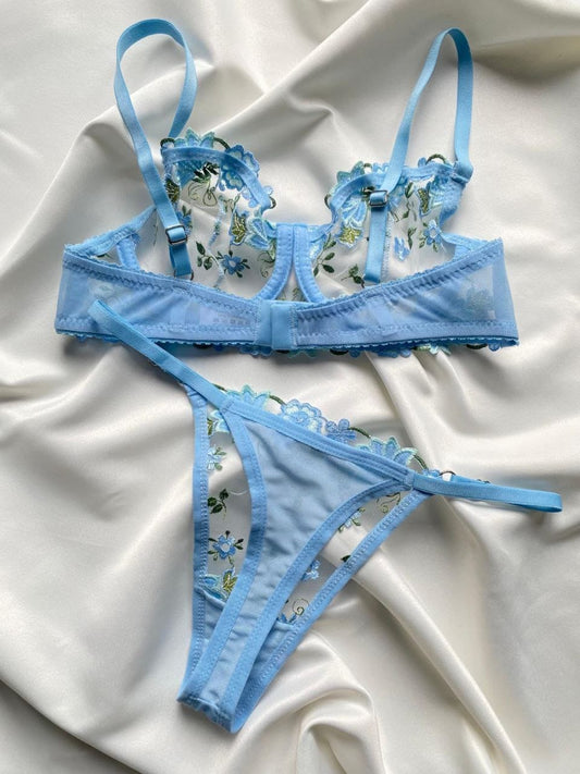ENSEMBLE SOUTIEN-GORGE ET SLIP BLEU
