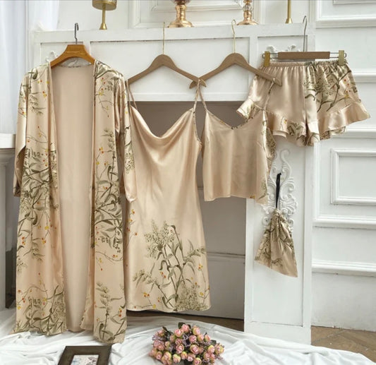 NUISETTE DE LUXE EN SATIN 5 PIECES BEIGE