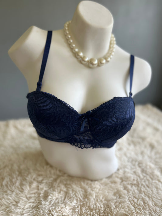 SOUTIEN-GORGE BALCONNET COQUE EN DENTELLE BLEU ELEGANT